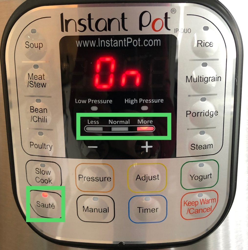 Instant Pot instelling voor Sauté functie