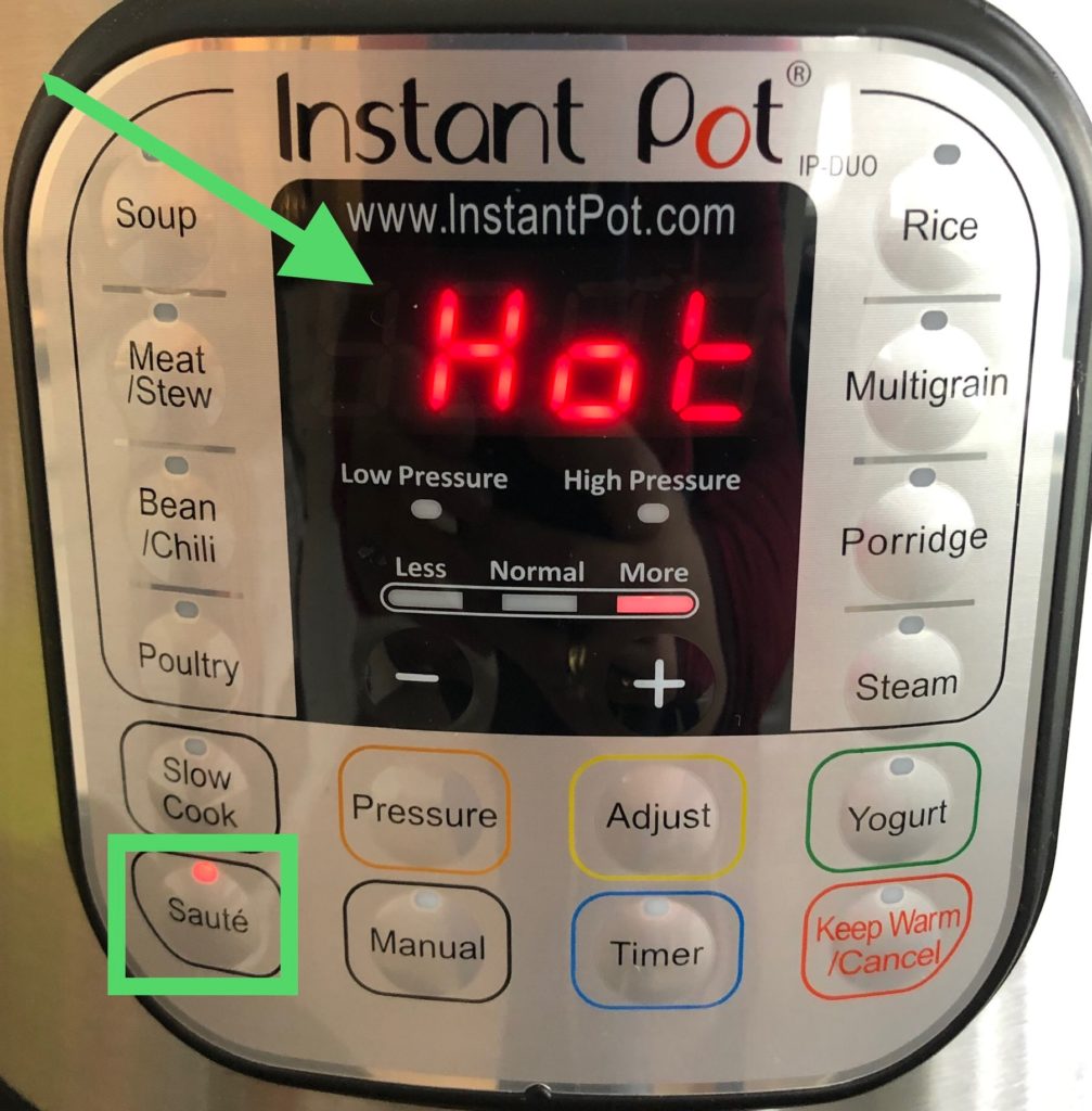 Instant Pot instelling voor Sauté functie